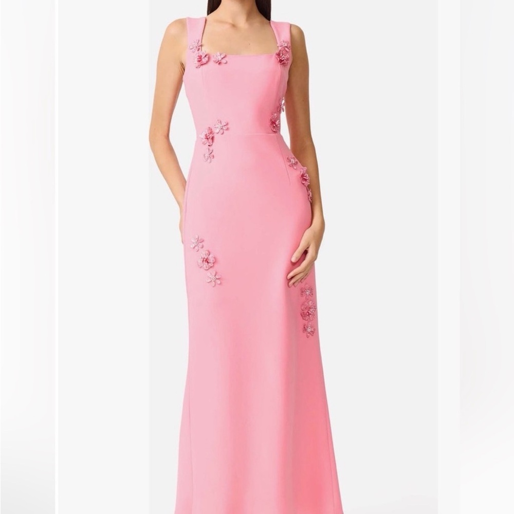 Elliatt Hayley Beaded Floral Appliqué Sheath Gown SMALL